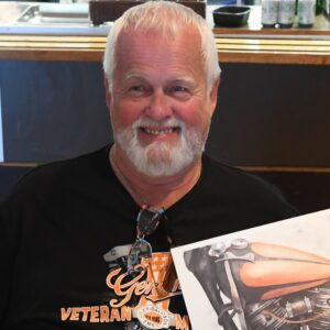 Sven Hansen visade upp sin bild av John Eyre. Sven är också en av grundarna till danska H-D klubben